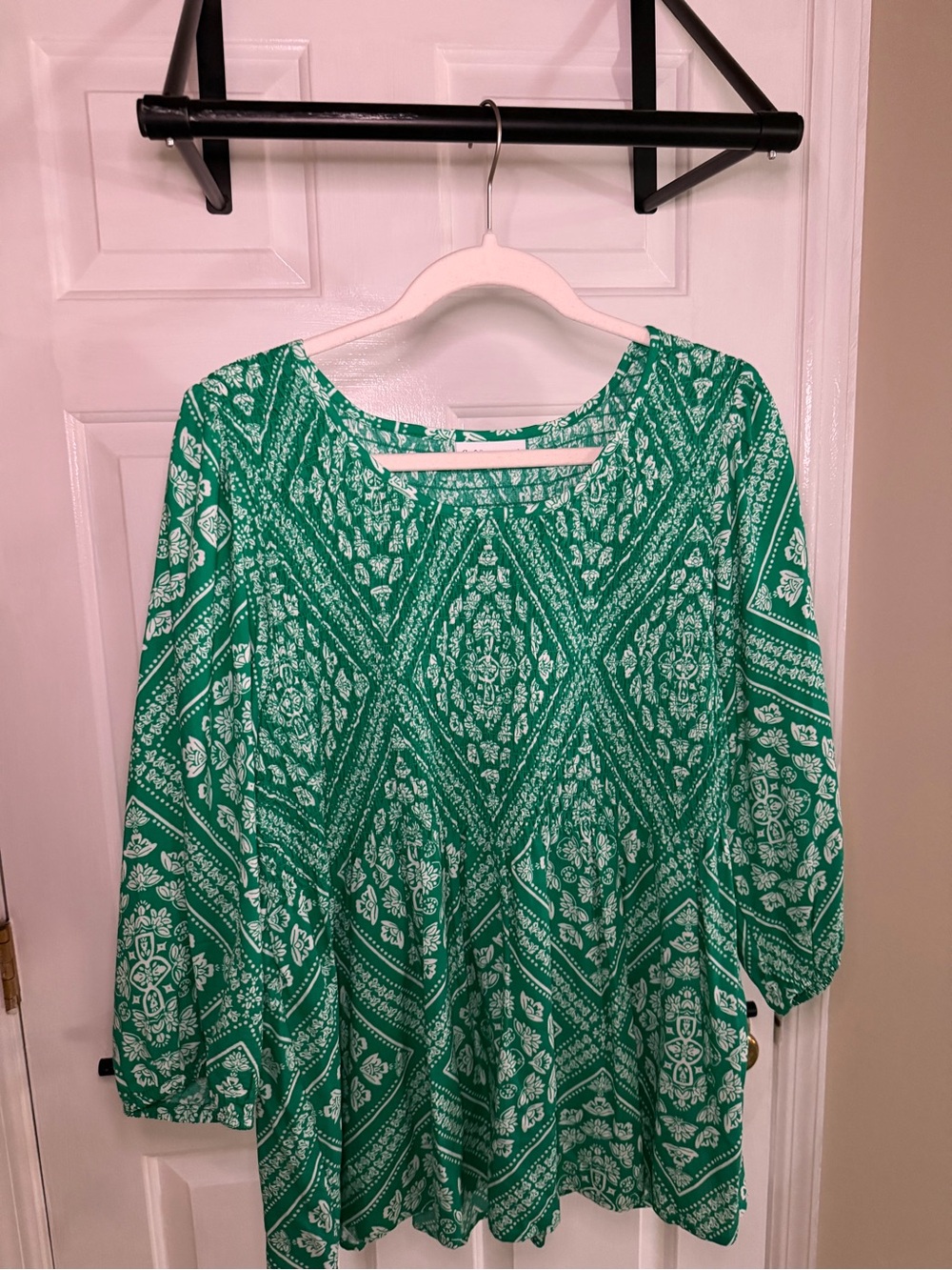 croft & barrow Green Printed Tunic Blouse